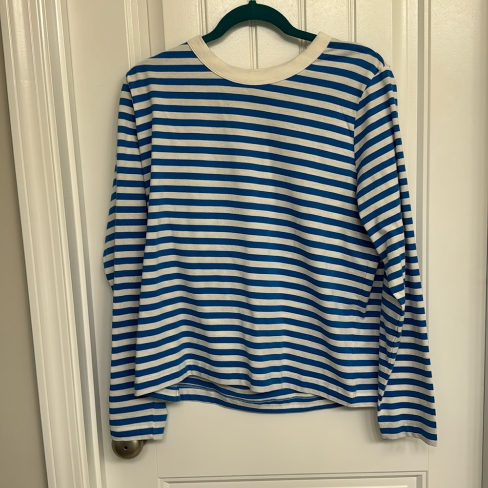 Stripped Blue and White Shirt.